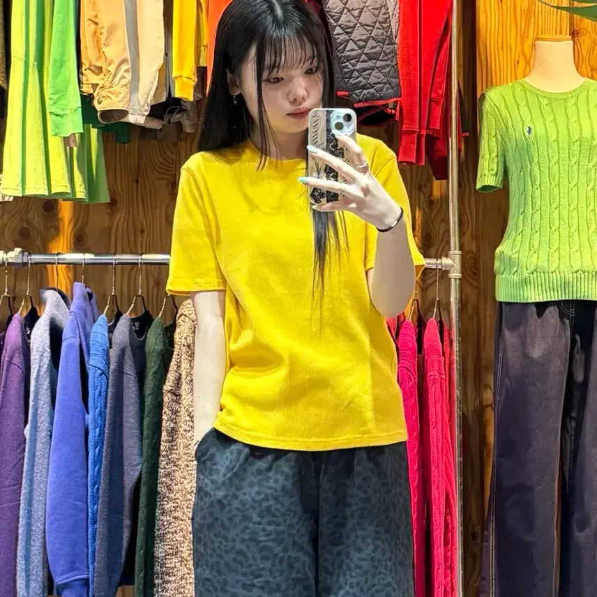 [BUNJANG] Polo Ralph Lauren Mini Logo Yellow Knit Short Sleeve / M 폴로랄프로렌 RL 미니로고 옐로우 니트 반팔