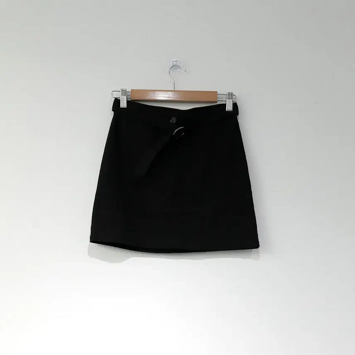 [BUNJANG] Black Belted A-Line Mini Skirt / 벨티드 블랙 A라인 미니 스커트