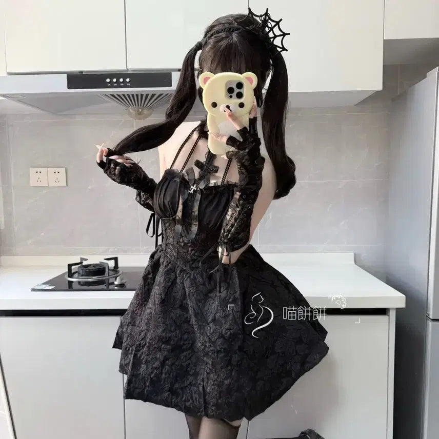 [BUNJANG] Black Gothic Lady Halloween Cosplay Dress / 고딕 드레스 블랙 레이디 할로윈 코스프레 원피스