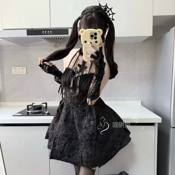 [BUNJANG] Black Gothic Lady Halloween Cosplay Dress / 고딕 드레스 블랙 레이디 할로윈 코스프레 원피스