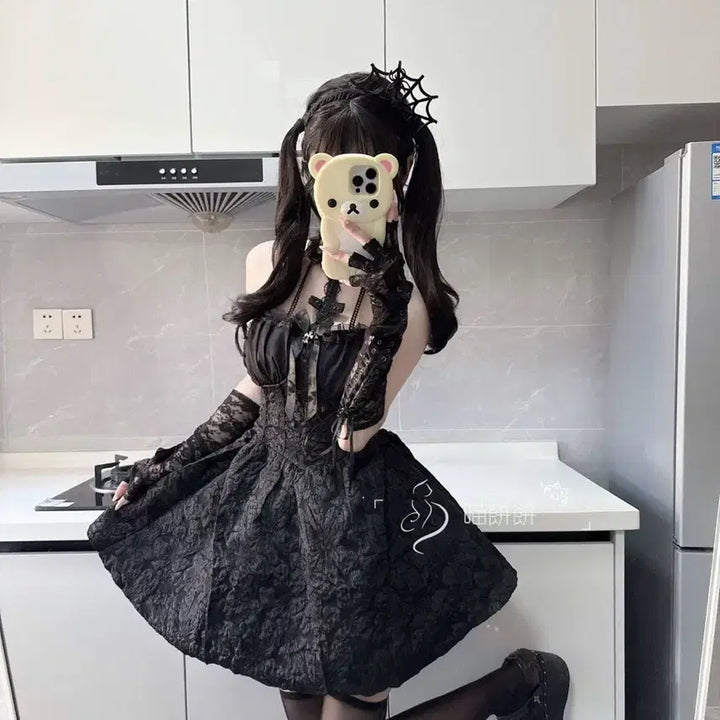 [BUNJANG] Black Gothic Lady Halloween Cosplay Dress / 고딕 드레스 블랙 레이디 할로윈 코스프레 원피스