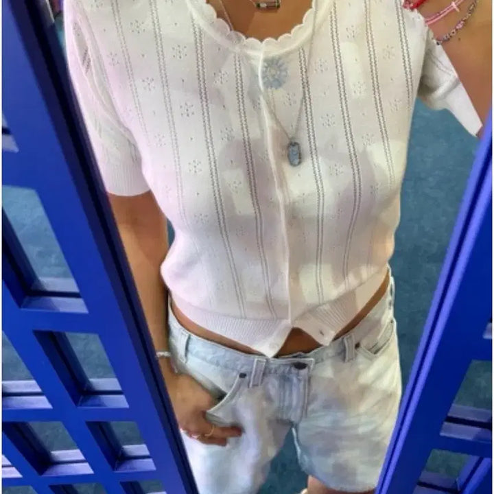 [BUNJANG] JOLIECOMMEVOUS White Knit Cardigan and Tank Top Set / 졸리꼼부 화이트 니트 가디건+탑 나시 세트 (프리=xs~M)새상품