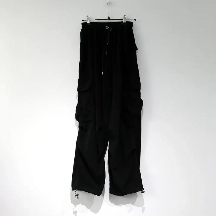 [BUNJANG] Unbranded Ribbed Cargo Training Pants Black / 허리 밴딩 골지 카고 트레이닝 팬츠 블랙