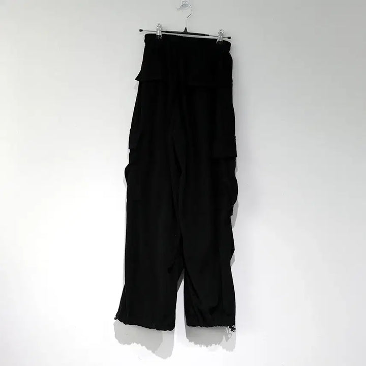 [BUNJANG] Unbranded Ribbed Cargo Training Pants Black / 허리 밴딩 골지 카고 트레이닝 팬츠 블랙