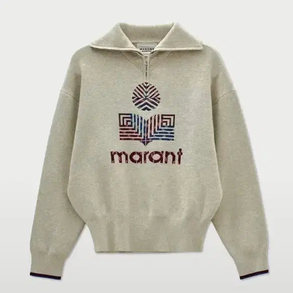 [BUNJANG] Isabel Marant Half-Zip Logo Knit Sweater / 38) 이자벨 마랑 Isabel Marant 하프 지퍼 로고 니트