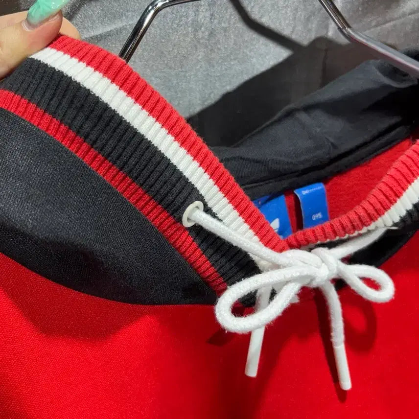 [BUNJANG] Adidas Big Logo Color Block Red Hoodie (Size M) / M 아디다스 빅로고 배색 레드 후드티