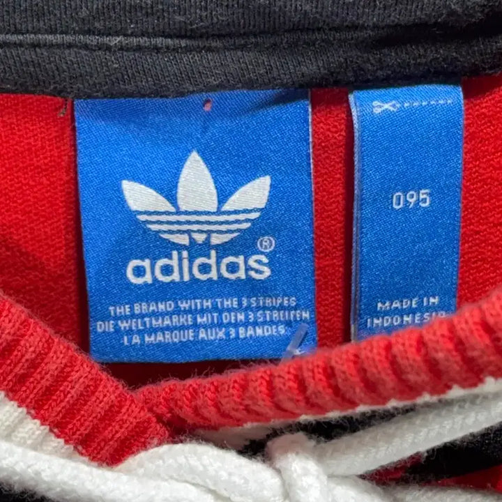 [BUNJANG] Adidas Big Logo Color Block Red Hoodie (Size M) / M 아디다스 빅로고 배색 레드 후드티