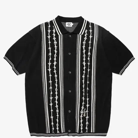 [BUNJANG] KAVISH Striped Half Sleeve Knit Shirt / 카비시 STRIPED HALF SLEEVE KNIT SHIRT BLACK
