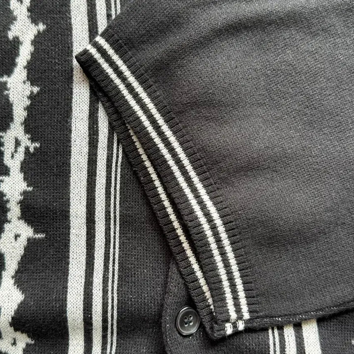 [BUNJANG] KAVISH Striped Half Sleeve Knit Shirt / 카비시 STRIPED HALF SLEEVE KNIT SHIRT BLACK