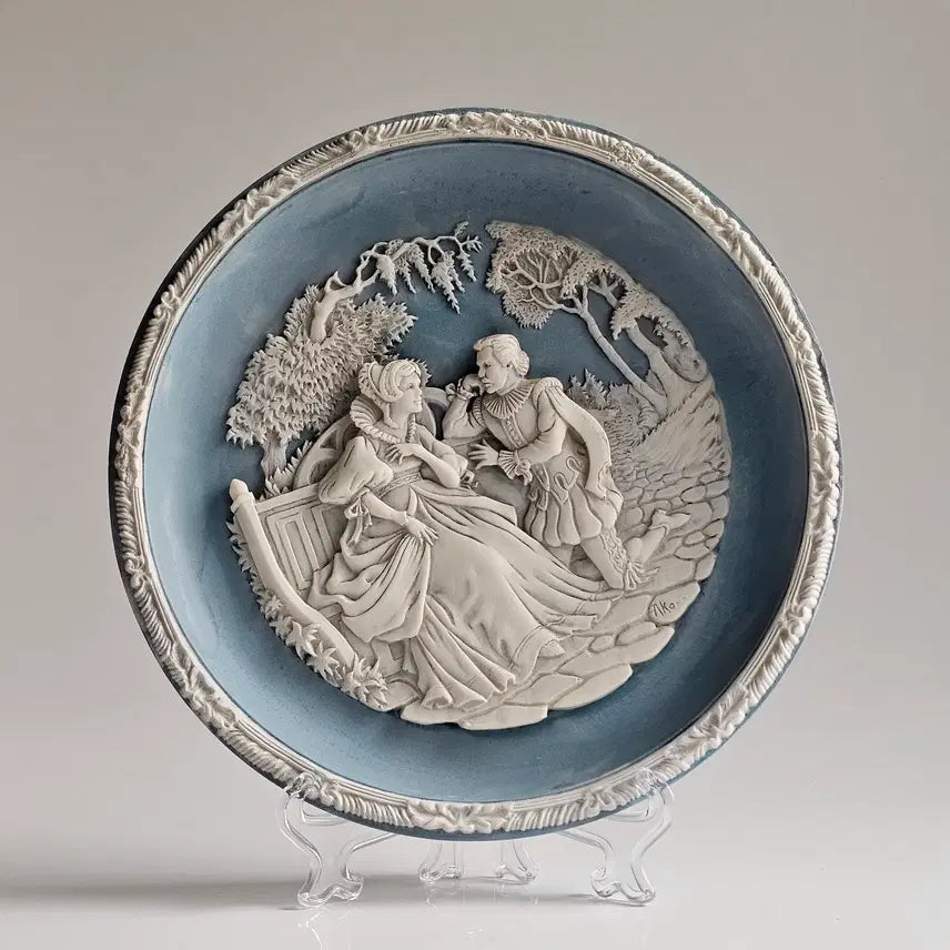 [BUNJANG] Incolay Studios Shakespeare Cameo Stone Decorative Plate / [USA] 캘리포니아 인콜레이 스튜디오 장식 접시 U4
