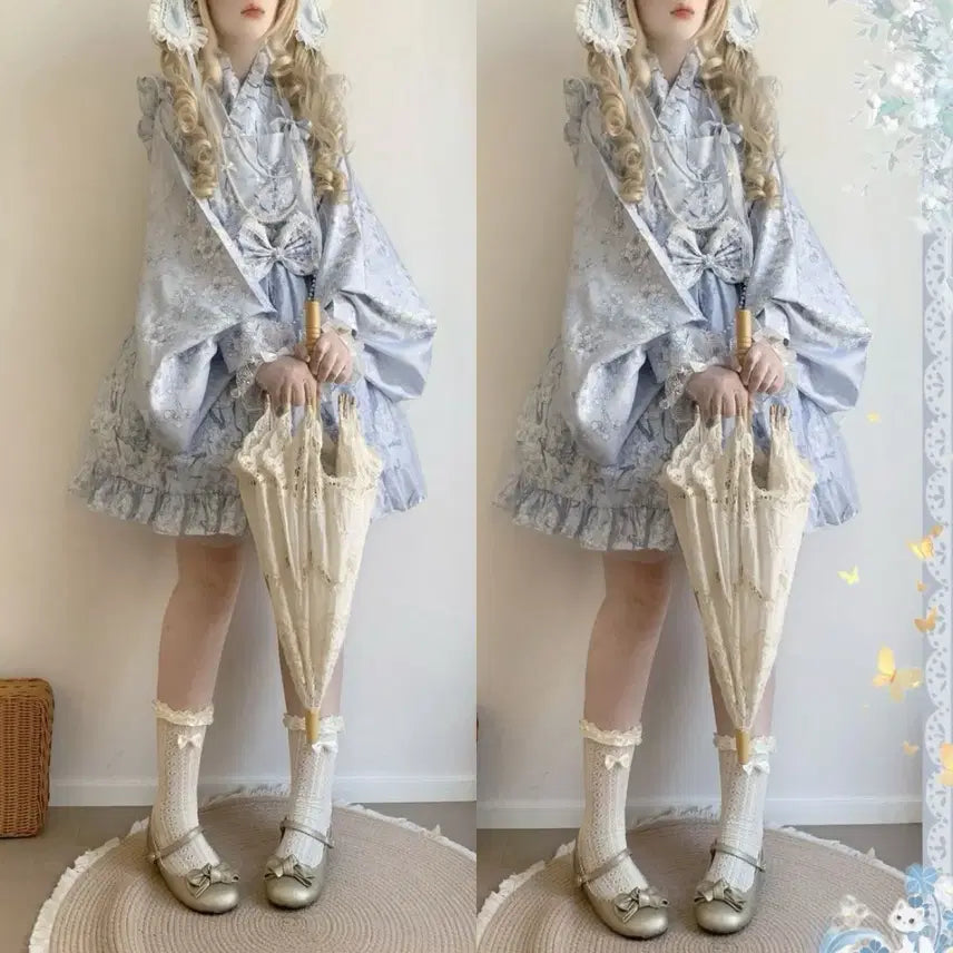 [BUNJANG] Lolita Floral Print Dress / 로리타 마면치마 드레스 레이디 플라워 프린트 롱or숏 원피스(3컬러)