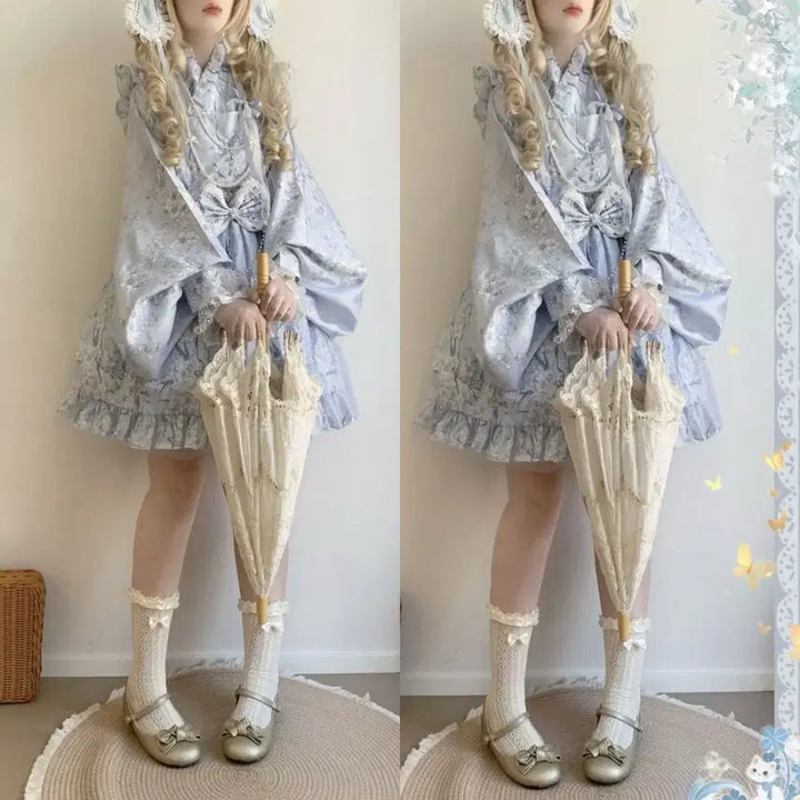 [BUNJANG] Lolita Floral Print Dress / 로리타 마면치마 드레스 레이디 플라워 프린트 롱or숏 원피스(3컬러)