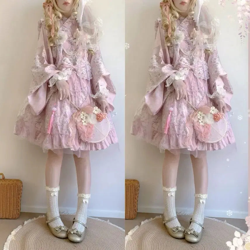 [BUNJANG] Lolita Floral Print Dress / 로리타 마면치마 드레스 레이디 플라워 프린트 롱or숏 원피스(3컬러)