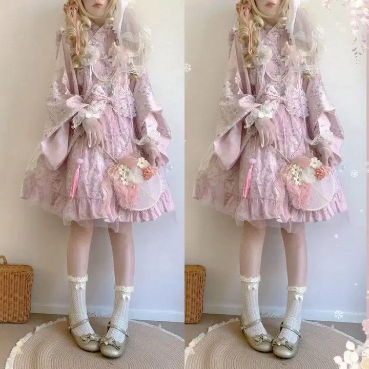 [BUNJANG] Lolita Floral Print Dress / 로리타 마면치마 드레스 레이디 플라워 프린트 롱or숏 원피스(3컬러)