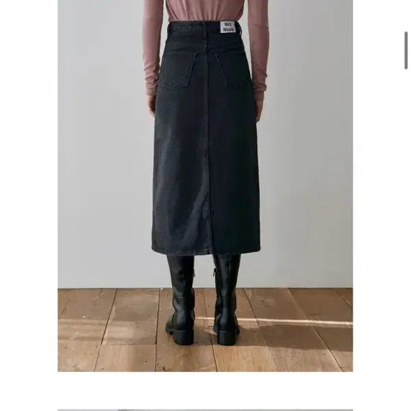 [BUNJANG] Nicol &amp; Nicole Black Denim Long Skirt - Size S / 닉앤니콜 흑청 데님 롱스커트 s