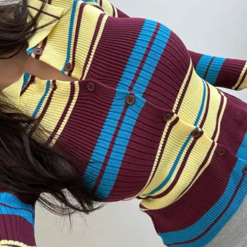 [BUNJANG] Striped Knit Cardigan / 삼색 가디건