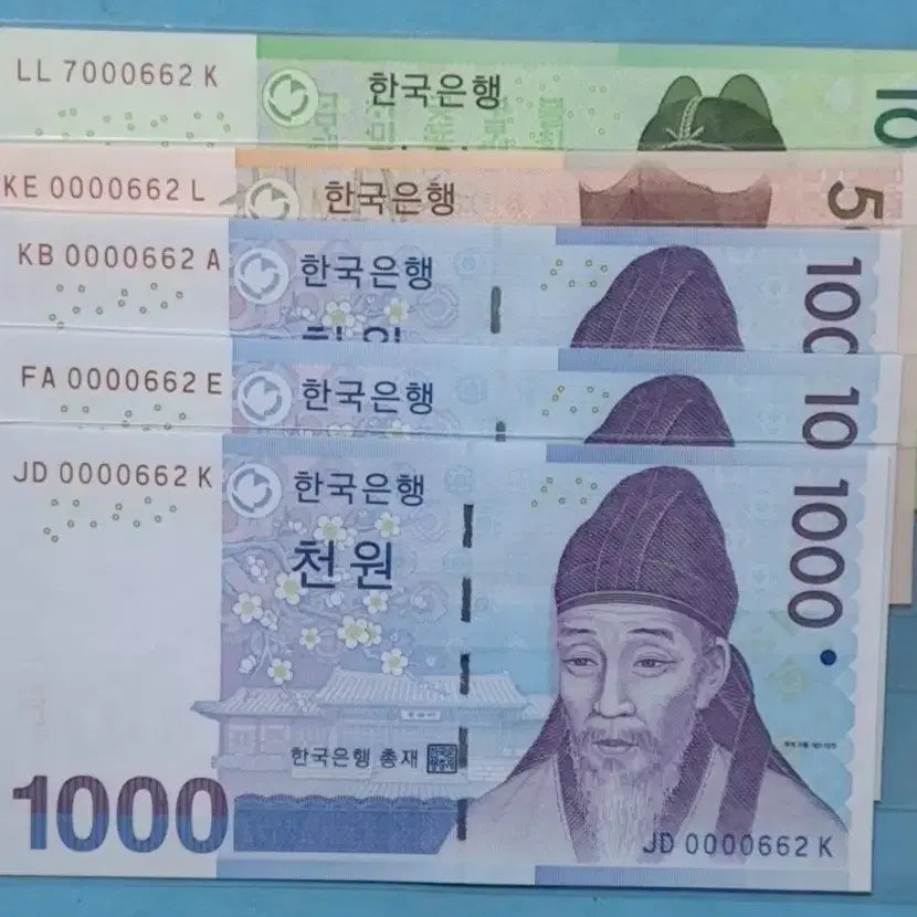 [BUNJANG] Unused Twin Banknotes / 3차천원,5차오천원,6차만원 빠른번호미사용쌍둥이지폐
