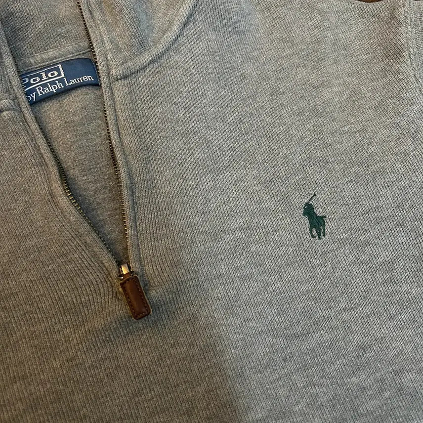[BUNJANG] Polo Ralph Lauren Vintage Knit Half-Zip Sweater / Polo RalphLauren 폴로 빈티지 니트 반집업 그레이 그린포니