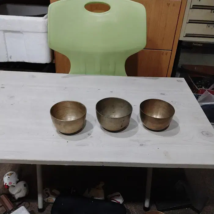 [BUNJANG] 1950s Antique Korean Lacquer Rice Bowls (Set of 3) / 1950 유기 밥그릇 3점 일괄