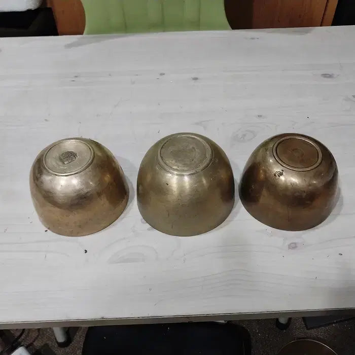[BUNJANG] 1950s Antique Korean Lacquer Rice Bowls (Set of 3) / 1950 유기 밥그릇 3점 일괄