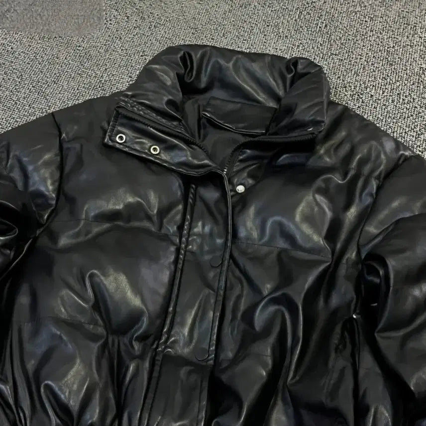 [BUNJANG] Vintage Leather Short Padding Jacket (M) / (M) 여성 숏 레더 패딩