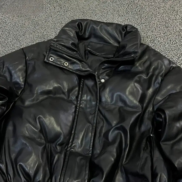 [BUNJANG] Vintage Leather Short Padding Jacket (M) / (M) 여성 숏 레더 패딩
