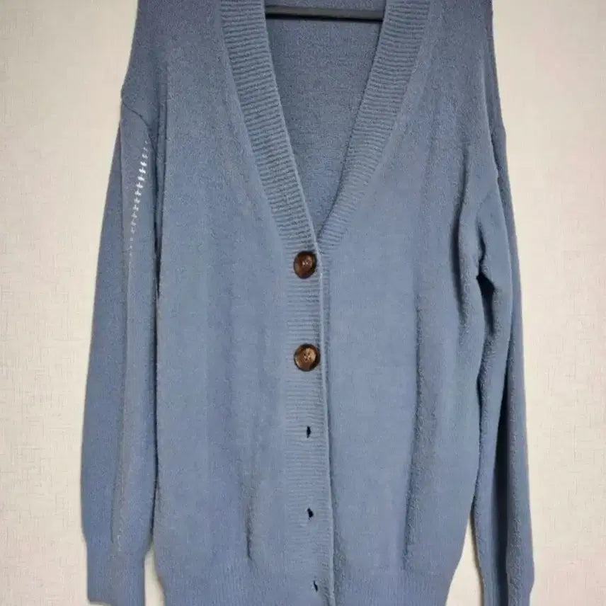 [BUNJANG] Pastel Blue V-Neck Knit Cardigan / 파스텔 블루 브이넥 니트 가디건