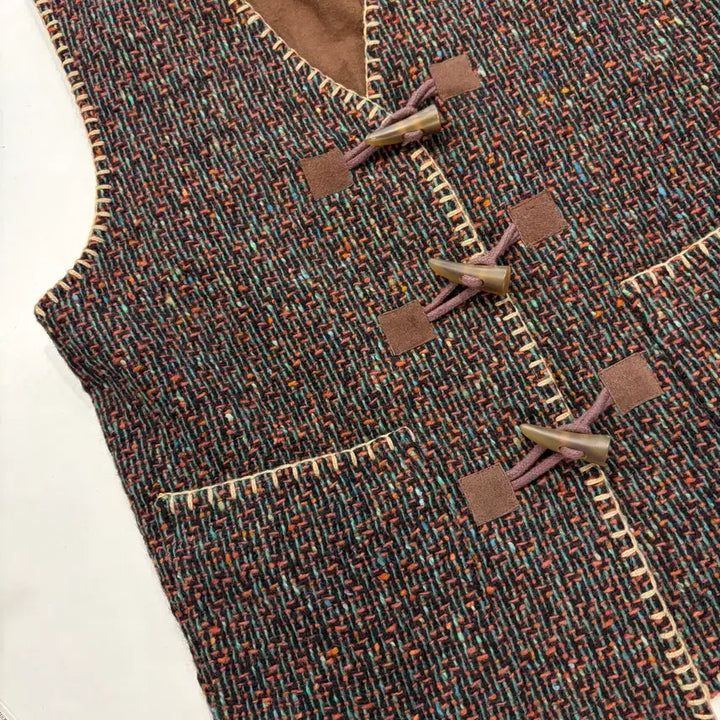 [BUNJANG] SYSTEM Tweed Check Quilted Vest / 93s 시스템 빈티지 SYSTEM 트위드 체크 누빔 조끼 베스트