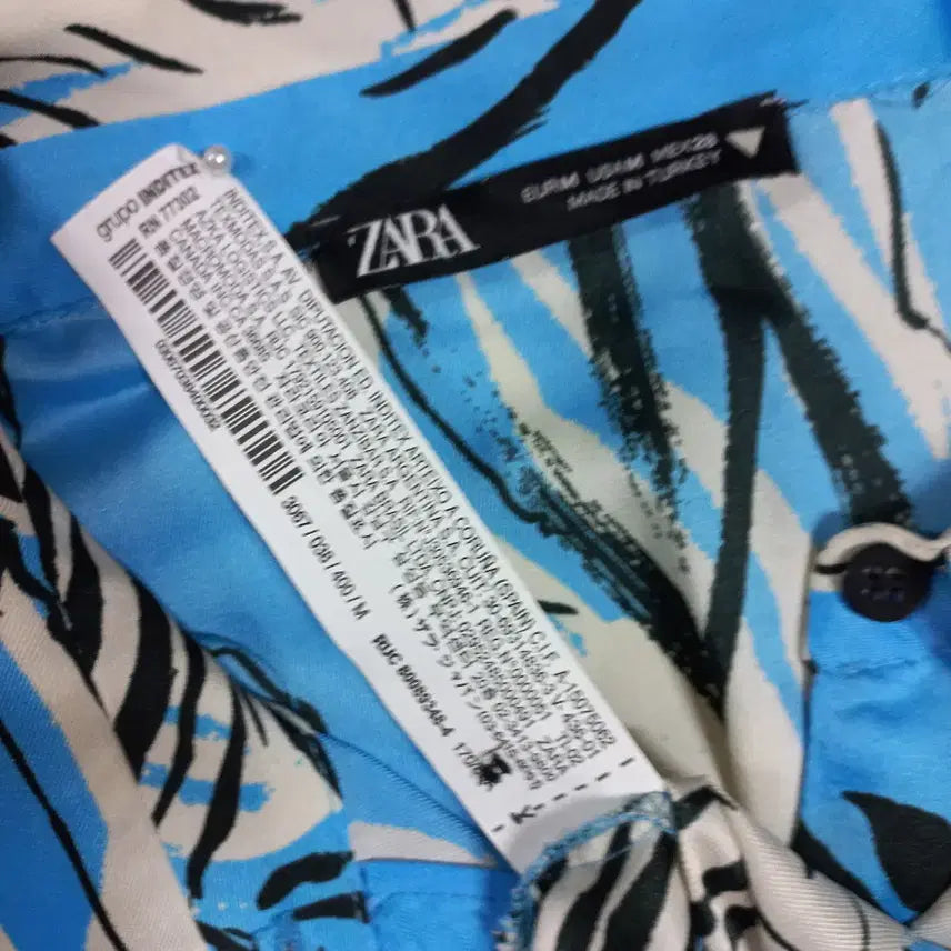 [BUNJANG] ZARA Blue Satin Print Blouse Women&