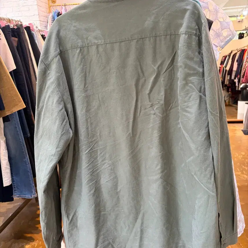 [BUNJANG] COS Band Collar Shirt - Khaki / COS 코스 밴드칼라 셔츠 카키