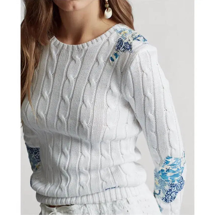 [BUNJANG] Ralph Lauren Polo Patchwork Cable Knit Sweater / 랄프로렌폴로 여성 패치워크 케이블 니트 xs