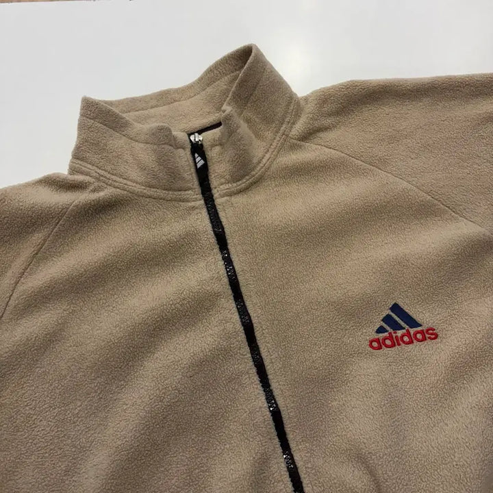 [BUNJANG] Adidas Old Big Logo Beige Fleece Jacket / [L] 아디다스 올드 빅로고 베이지색 후리스 집업