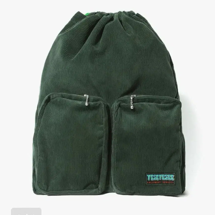 [BUNJANG] YesEyeSee Corduroy Drawstring Backpack / 예스아이씨 코듀로이 드로우스트링 백팩 그린