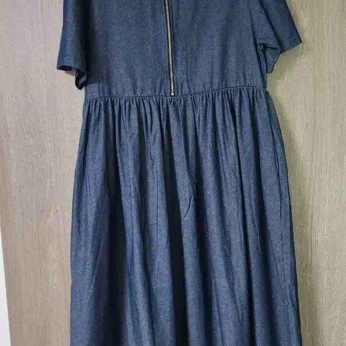 [BUNJANG] Denim Long Sleeve Midi Dress / 청 데님 반팔 롱 원피스