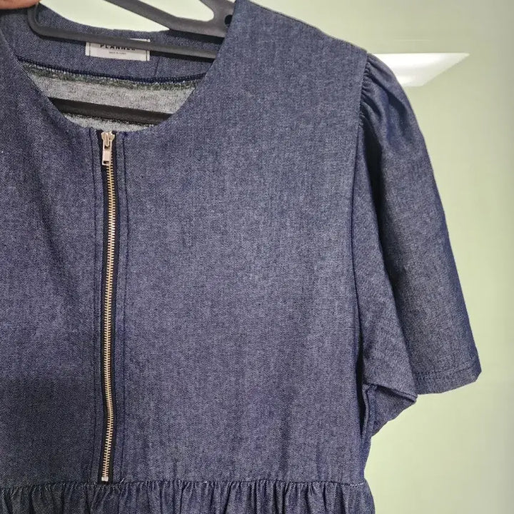 [BUNJANG] Denim Long Sleeve Midi Dress / 청 데님 반팔 롱 원피스