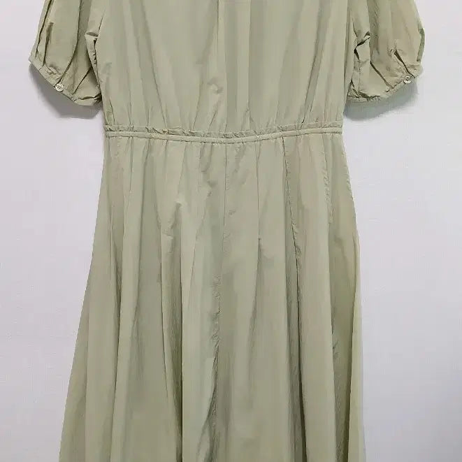 [BUNJANG] KARA Neckline Long Dress, Light Green / 카라넥 반팔 롱 원피스 연두색
