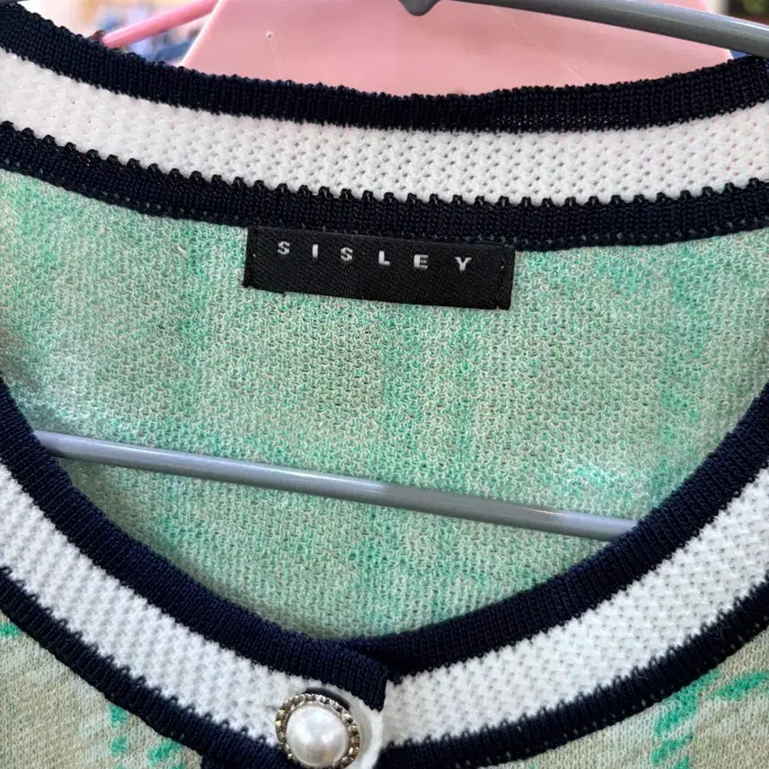 [BUNJANG] Sisley Mint Check Tweed Cardigan / 시슬리 민트 체크 트위드 가디건