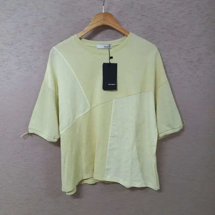 [BUNJANG] Bonny Sparks Linen Blend Colorblock T-shirt / B4-28/보니스팍스 소매스트링 마 배색 티셔츠