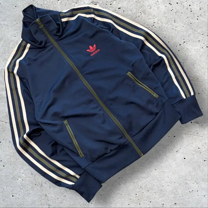 [BUNJANG] Adidas Triple Logo Navy Track Top Jacket / 13s 아디다스 트리플로고 네이비 삼선 트랙탑 져지