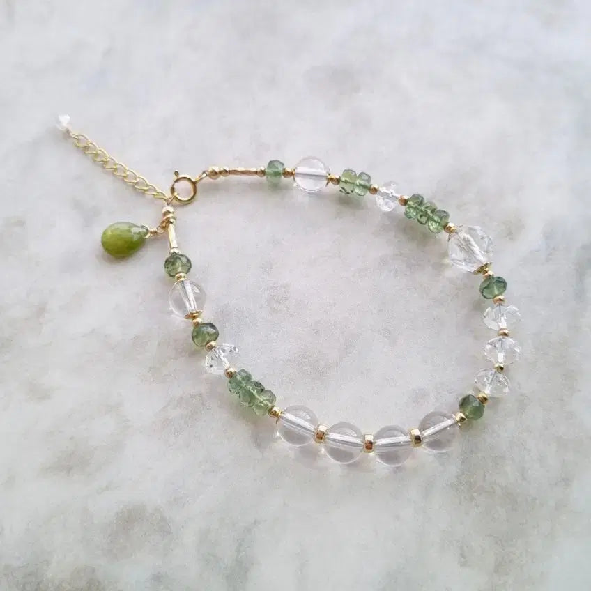 [SOLD OUT] 천연석 골드필드 원석팔찌 토끼풀화관