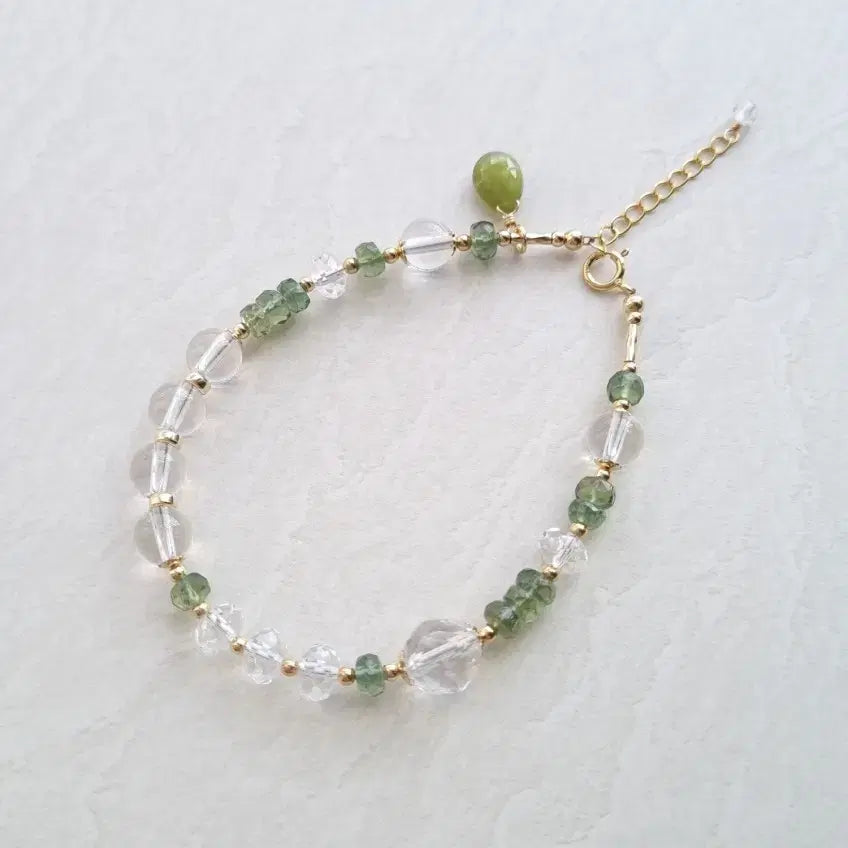 [SOLD OUT] 천연석 골드필드 원석팔찌 토끼풀화관
