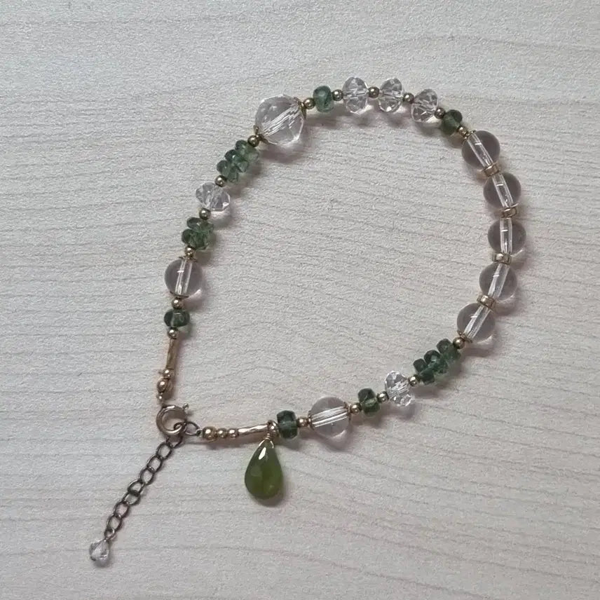 [SOLD OUT] 천연석 골드필드 원석팔찌 토끼풀화관