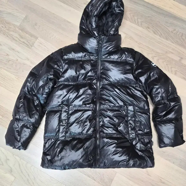 [BUNJANG] Colmar Black Glossy Hooded Padded Jumper / 콜마르 블랙 광택 후드 패딩 점퍼