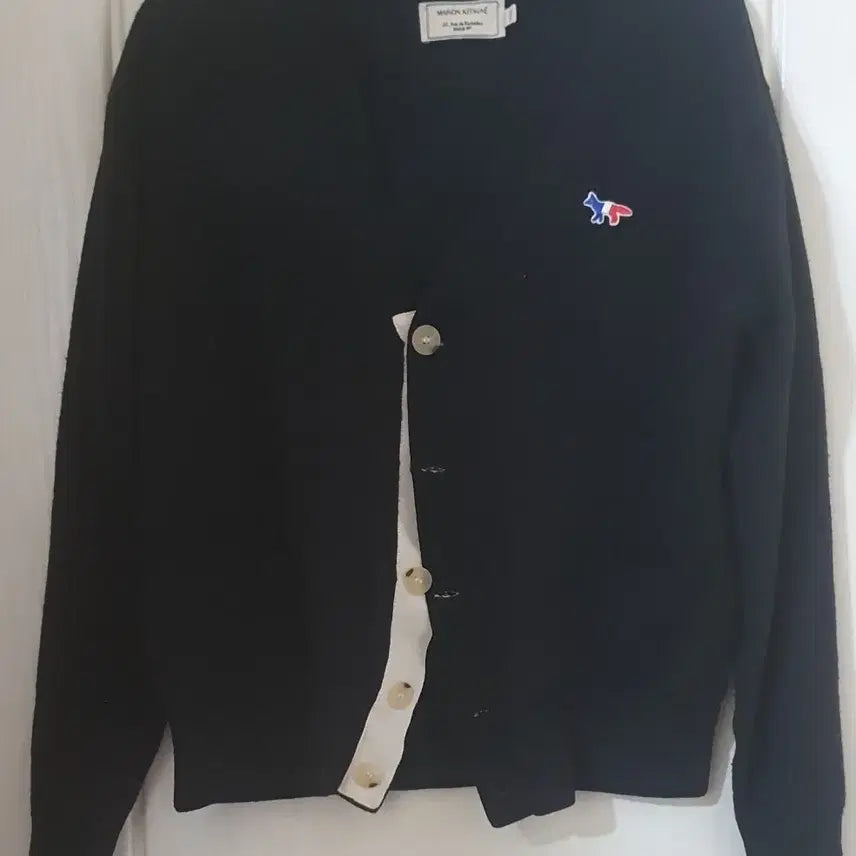 [BUNJANG] Maison Kitsune Fox Patch Black Cardigan / 메종키츠네 폭스 패치 블랙 가디건