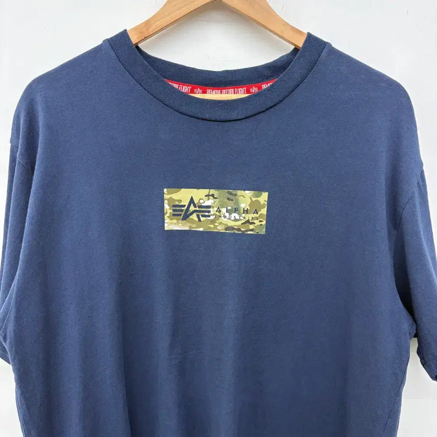 [BUNJANG] Alpha Industries Camo Logo T-shirt Navy XL / 알파인더스트리 카모 로고 반팔 티셔츠 네이비 남성XL
