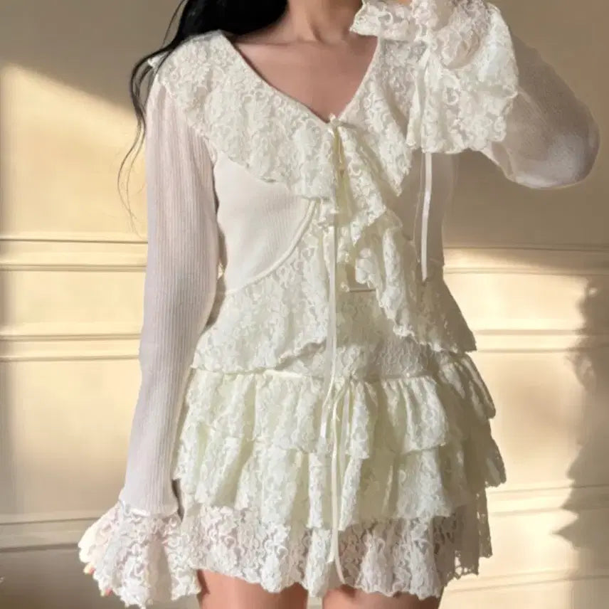 [BUNJANG] Roar Lace Mini Skirt / [미착용] 아옳이 로아르 레이스 캉캉 미니스커트
