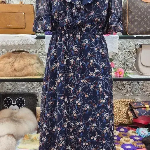 [BUNJANG] PLASTIC ISLAND Silk Chiffon Long Dress / PLASTIC ISLAND 플라스틱아일랜드 실크 쉬폰 롱원피스 (55)