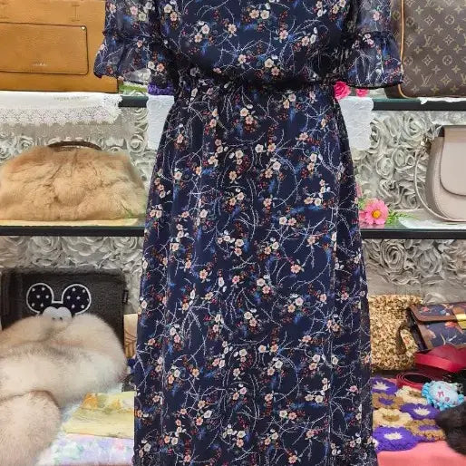 [BUNJANG] PLASTIC ISLAND Silk Chiffon Long Dress / PLASTIC ISLAND 플라스틱아일랜드 실크 쉬폰 롱원피스 (55)