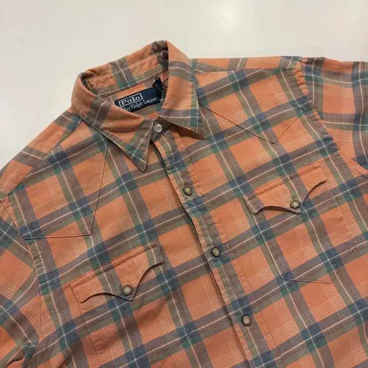 [SOLD OUT] [M] 00s 폴로 랄프로렌 웨스턴 오렌지 체크 셔츠