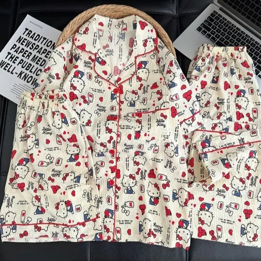 [BUNJANG] Hello Kitty Ribbon Pajama Set / 리본 헬로키티 3종세트 잠옷